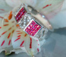 Rubin Ring mit Diamanten Weißgold