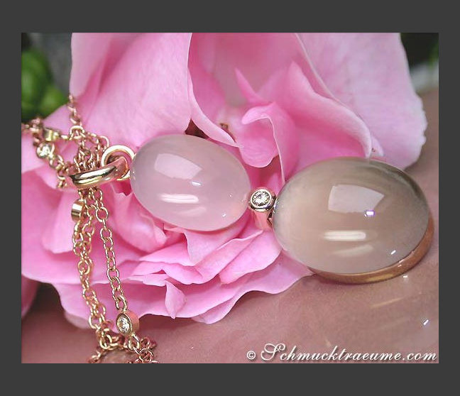 Magnificent Rose Quartz Smoky Quartz Diamond Necklace Magnificent Rose Quartz Smoky Quartz Diamond Necklace