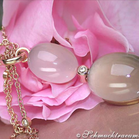 Magnificent Rose Quartz Smoky Quartz Diamond Necklace