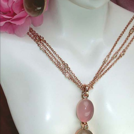 Magnificent Rose Quartz Smoky Quartz Diamond Necklace