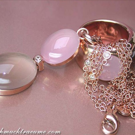 Magnificent Rose Quartz Smoky Quartz Diamond Necklace