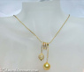 Unusual Golden Southsea Pearl Pendant with Diamond Pave Ball