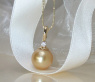 Pretty Golden Southsea Pearl Pendant with Diamond