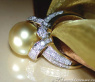 Gorgeous Golden Southsea Pearl Diamond Ring (Collar Style)