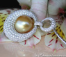 High-end Golden Southsea Pearl Pendant with Diamonds