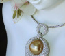 High-end Golden Southsea Pearl Pendant with Diamonds