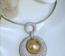 High-end Golden Southsea Pearl Pendant with Diamonds