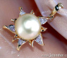 Goldene Südseeperle Anhänger mit Brillanten