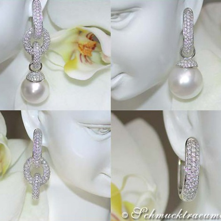 Convertible Southsea Pearl Diamond Earrings & Pendant