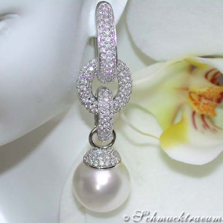 Convertible Southsea Pearl Diamond Earrings & Pendant
