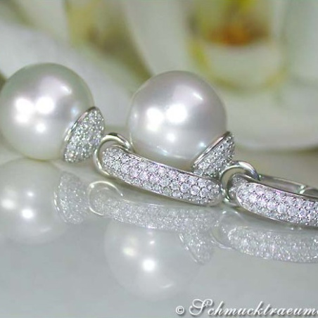 Convertible Southsea Pearl Diamond Earrings & Pendant