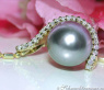 Elegant Tahitian Pearl Pendant with Diamonds in Yellow gold