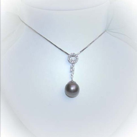 Tahitiperle Anhänger mit Brillanten in Weißgold