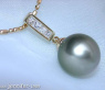 Precious Tahitian Pearl Pendant with Diamonds in Yellow gold 18k