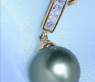 Precious Tahitian Pearl Pendant with Diamonds in Yellow gold 18k