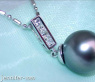 Precious Classy Tahitian Pearl Pendant with Diamonds in White gold 18k