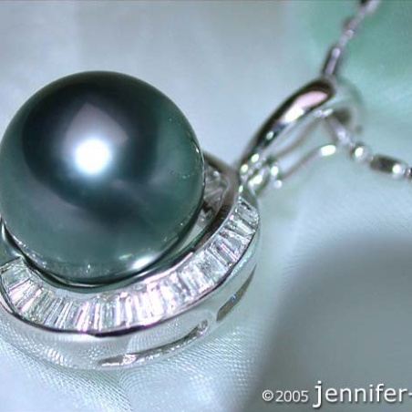 Enchanting Tahitian Pearl Pendant with Taper Diamonds