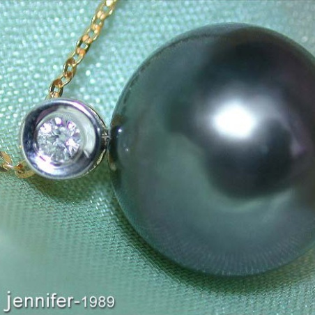 Tahitiperle Brillant Anhänger mit Kette in Gelbgold 585