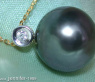 Tahitiperle Brillant Anhänger mit Kette in Gelbgold 585