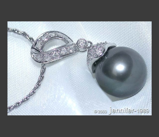Classic Tahitian Pearl Pendant with Diamonds Classic Tahitian Pearl Pendant with Diamonds