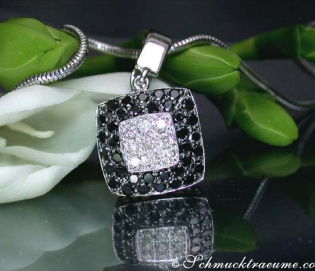 Puristic Black & White Diamond Square Pendant
