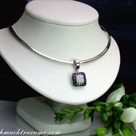 Puristic Black & White Diamond Square Pendant