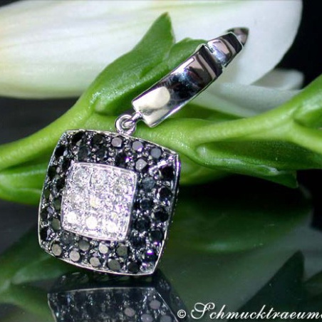 Puristic Black & White Diamond Square Pendant