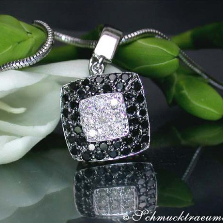 Puristic Black & White Diamond Square Pendant