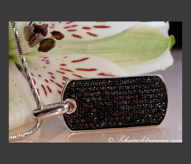 Minimalist Black Diamond Dog Tag Pendant