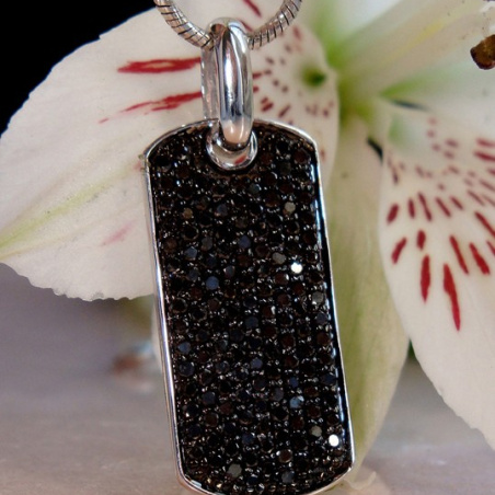 Minimalist Black Diamond Dog Tag Pendant