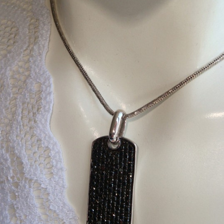 Minimalist Black Diamond Dog Tag Pendant