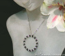Pretty Circle Pendant with Black & White Diamonds