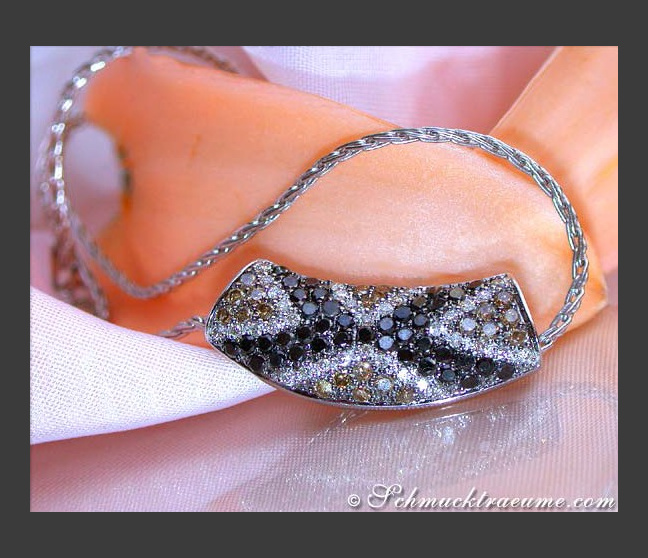 Interesting Pendant with Black, Brown and White Diamonds Interesting Pendant with Black, Brown and White Diamonds