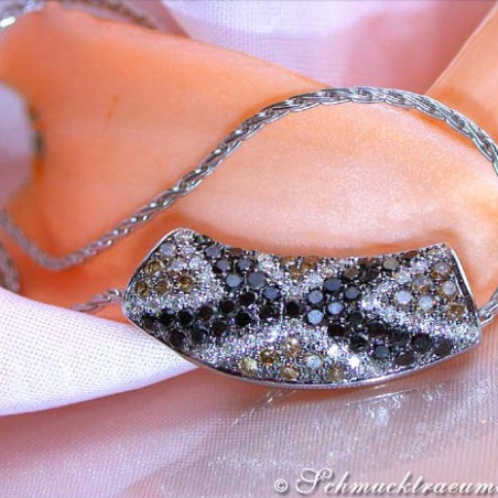 Interesting Pendant with Black, Brown and White Diamonds