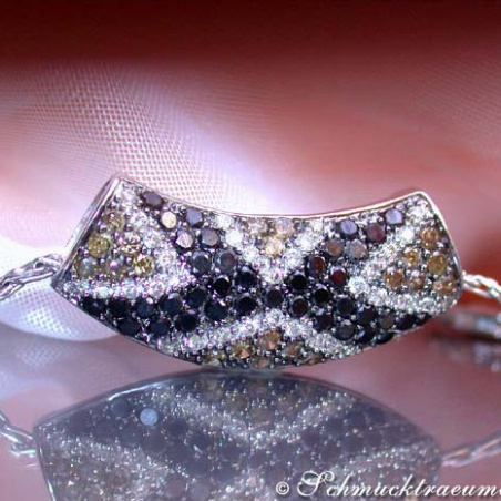 Interesting Pendant with Black, Brown and White Diamonds
