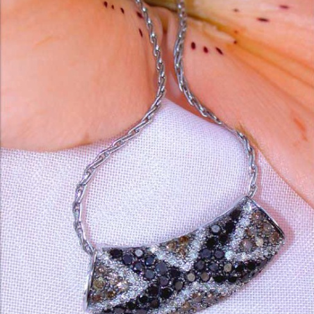Interesting Pendant with Black, Brown and White Diamonds