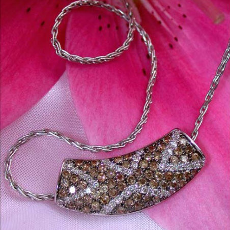 Interesting Pendant with Brown and White Diamonds