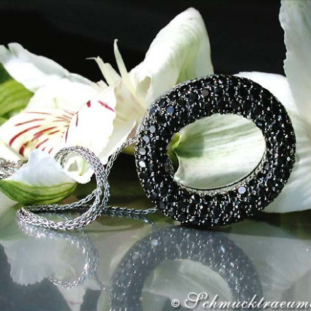 Precious Black Diamond Circle Pendant
