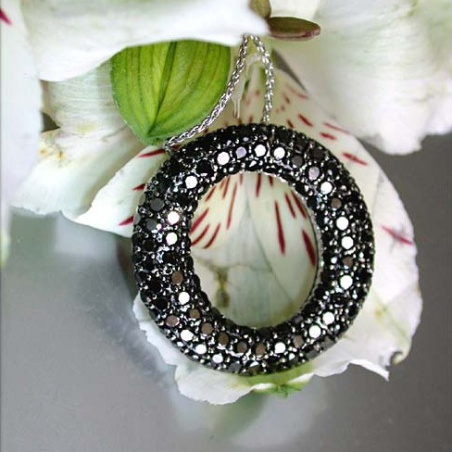 Precious Black Diamond Circle Pendant