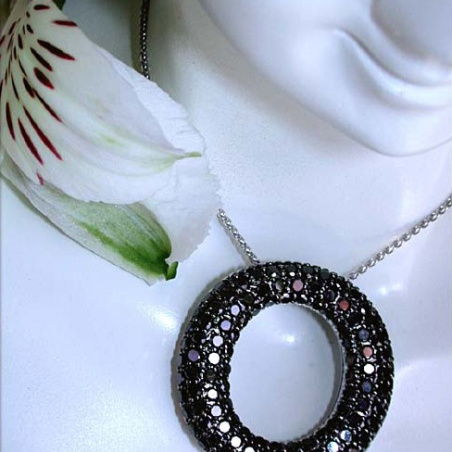 Precious Black Diamond Circle Pendant