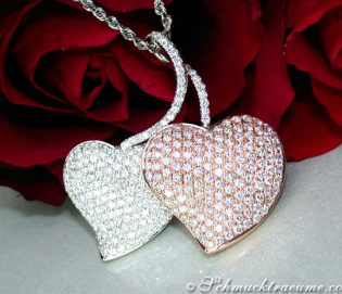 Exquisite Double Heart Diamond Pendant