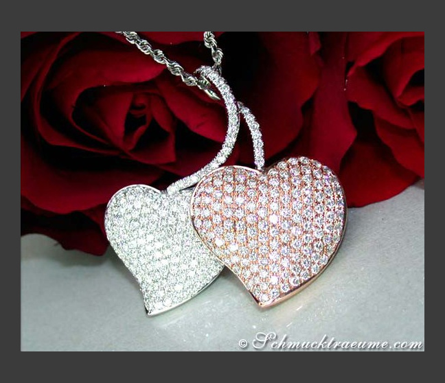 Exquisite Double Heart Diamond Pendant