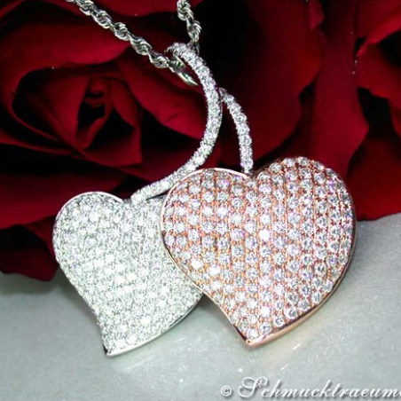 Exquisite Double Heart Diamond Pendant