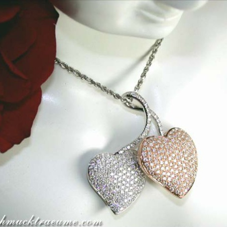 Exquisite Double Heart Diamond Pendant