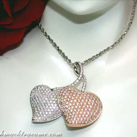 Exquisite Double Heart Diamond Pendant
