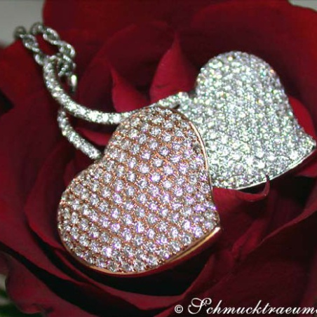 Exquisite Double Heart Diamond Pendant