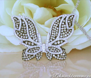 Magnificent Butterfly Pendant with Natural Brown & White Diamonds