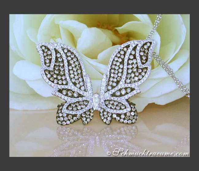Magnificent Butterfly Pendant with Natural Brown & White Diamonds