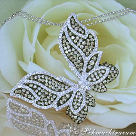Magnificent Butterfly Pendant with Natural Brown & White Diamonds