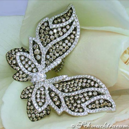 Magnificent Butterfly Pendant with Natural Brown & White Diamonds